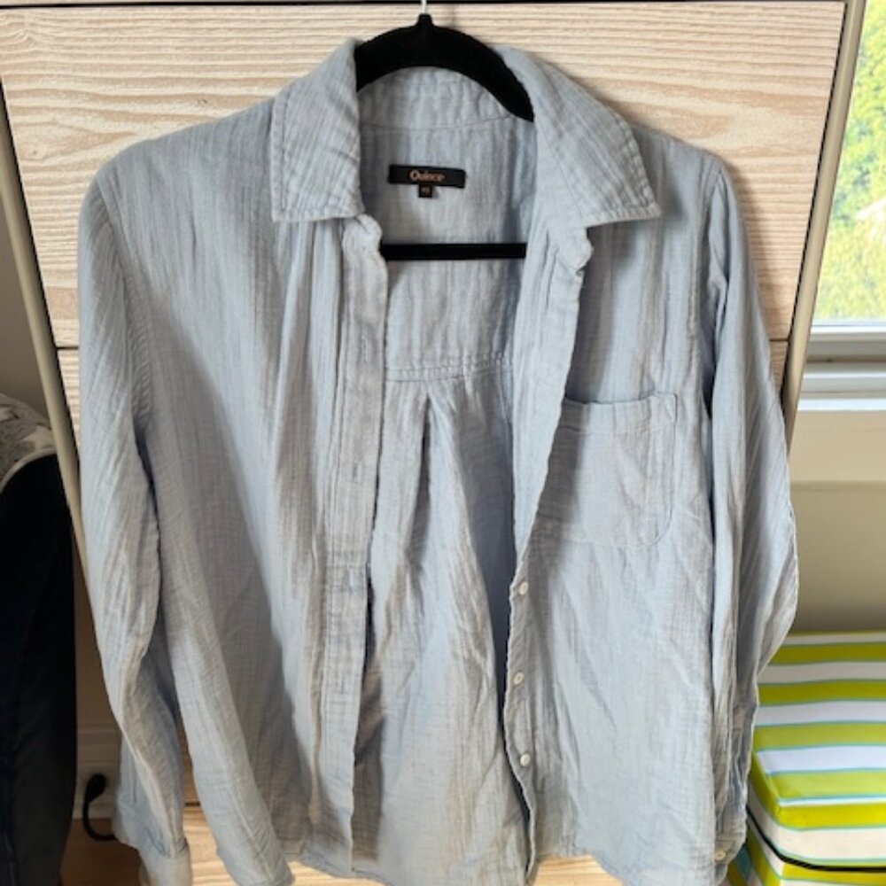 Quince light blue gauze shirt, XS, excellent condition